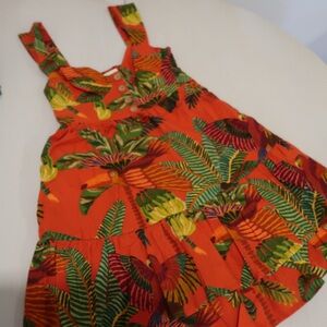 Tropical Print Sleeveless Dress